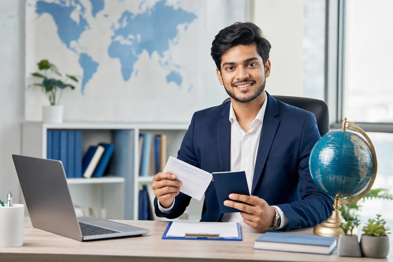 MaktabPro visa advisor preparing an international travel application